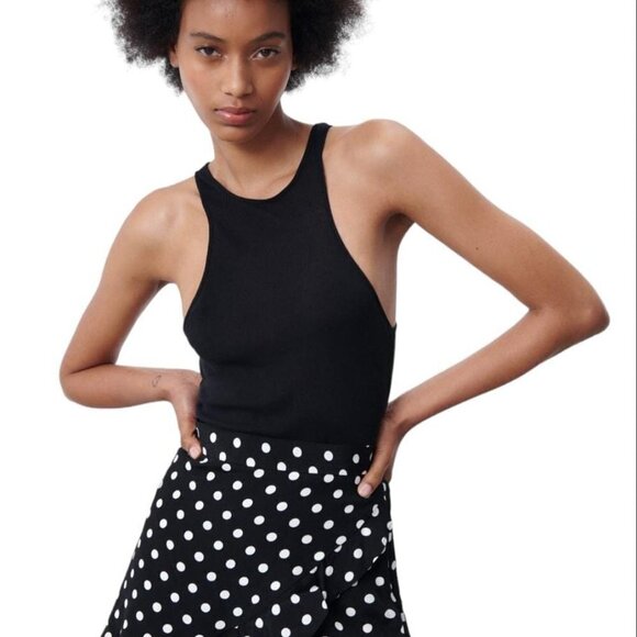 ZARA POLKA DOTS RUFFLED SKORT BLACK/WHITE SIZE XS  8372/230/093 - Picture 4 of 6